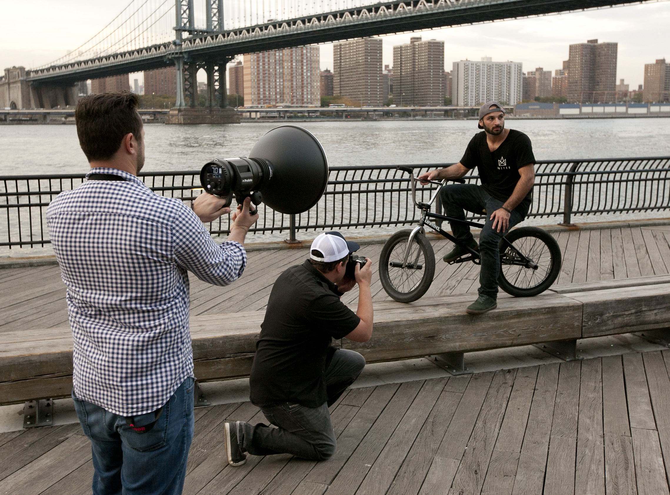 Corey Martinez portraits under the Brooklyn Bridge. Photo © 2015 Amanda Swinhart.